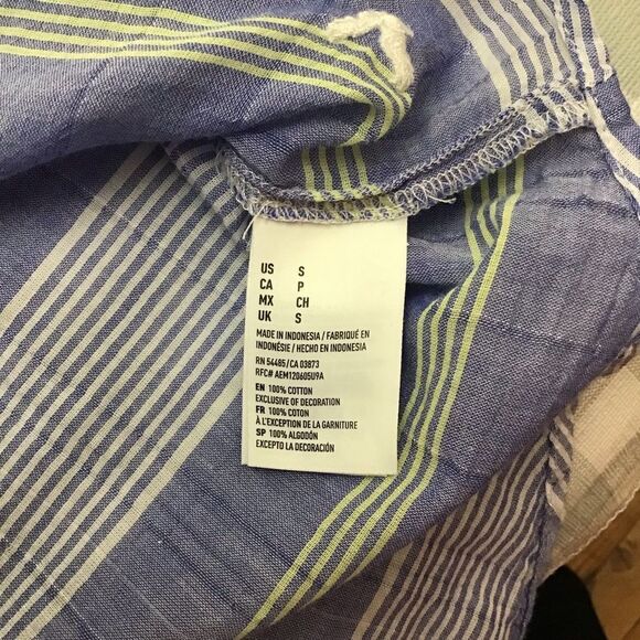 AEO plaid blue Vintage boyfriend 100% cotton button down blouse Small CORNFLOWER - Picture 8 of 14